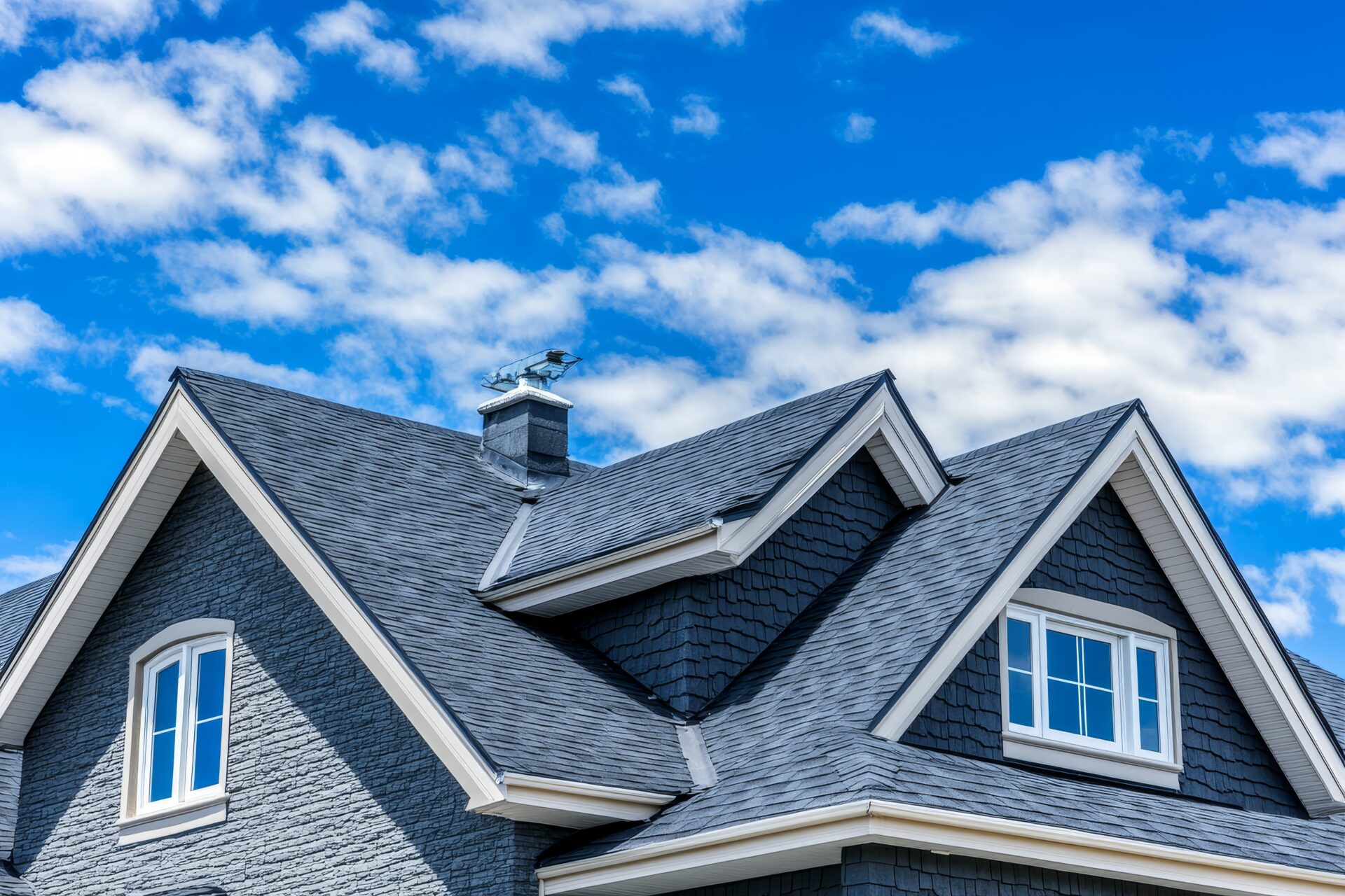Professional roofer working on a UK residential roof